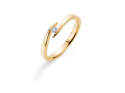 Engagement ring Twist in 14K yellow gold with diamond 0.05ct H/SI