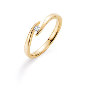Engagement ring Twist in 14K yellow gold with diamond 0.05ct H/SI