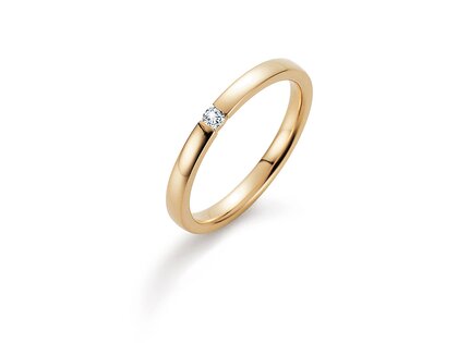 Engagement ring Infinity in 14K yellow gold with diamond 0.07ct H/SI