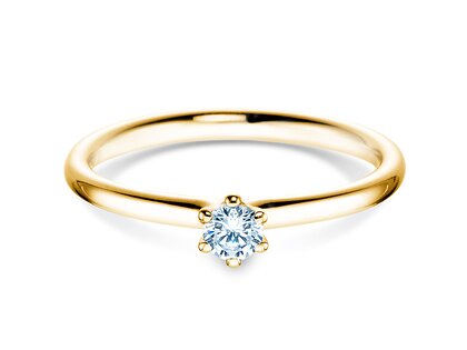 Engagement ring Classic 6 in 14K yellow gold with diamond 0.15ct H/SI