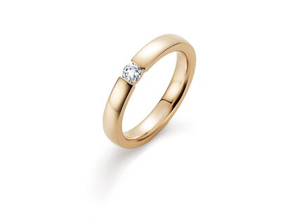 Engagement ring Infinity in 14K yellow gold with diamond 0.15ct H/SI