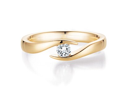 Engagement ring Twist in 9K yellow gold with lab-grown diamond 0.15ct E/VS