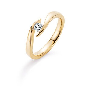 Engagement ring Twist in 9K yellow gold with lab-grown diamond 0.15ct E/VS