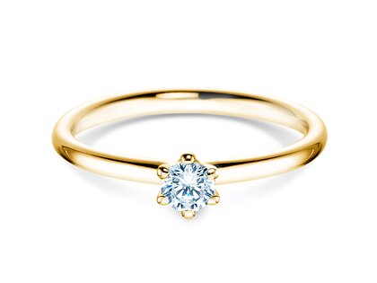 Engagement ring Classic 6 in 9K yellow gold with diamond 0.20ct H/SI
