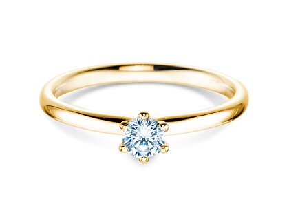 Engagement ring Classic 6 in 18K yellow gold with diamond 0.25ct D/IF