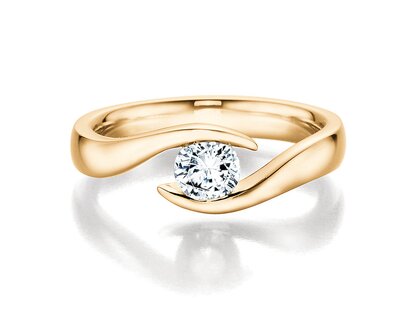 Engagement ring Twist in 18K yellow gold with diamond 0.40ct H/SI