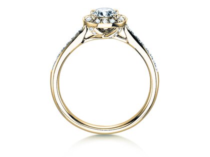 Engagement ring Halo Classic in 18K yellow gold with diamonds 0.78ct G/SI