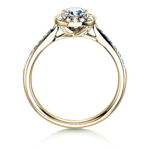 Engagement ring Halo Classic in 18K yellow gold with diamonds 0.78ct G/SI
