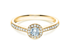 Engagement ring Halo Petite in 18K yellow gold with diamonds 0.50ct G/SI