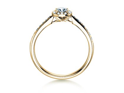 Engagement ring Halo Petite in 18K yellow gold with diamonds 0.50ct G/SI
