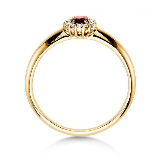 Engagement ring Jolie in 9K yellow gold with ruby 0.25ct and diamonds 0.06ct
