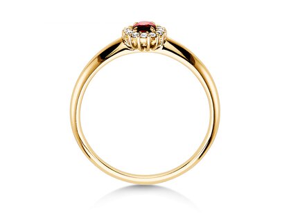 Engagement ring Jolie in 18K yellow gold with ruby 0.25ct and diamonds 0.06ct