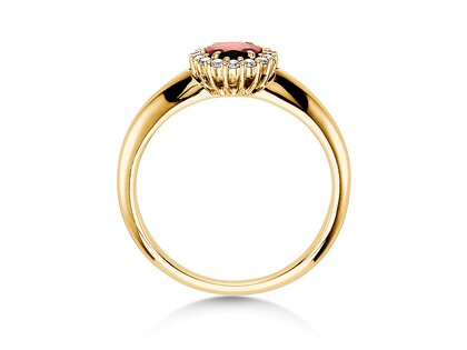Engagement ring Windsor in 14K yellow gold with ruby 0.60ct and diamonds 0.12ct
