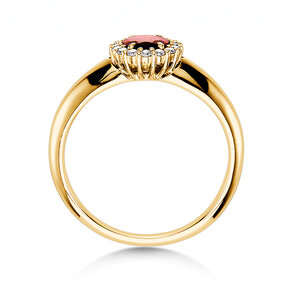 Engagement ring Windsor in 14K yellow gold with ruby 0.60ct and diamonds 0.12ct