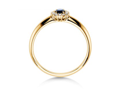 Engagement ring Jolie in 14K yellow gold with sapphire 0.25ct and diamonds 0.06ct