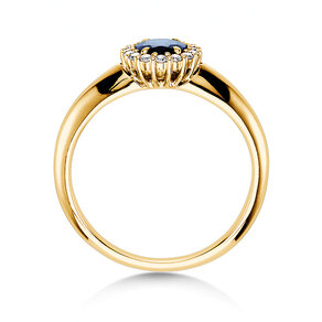 Engagement ring Windsor in 14K yellow gold with sapphire 0.60ct and diamonds 0.12ct