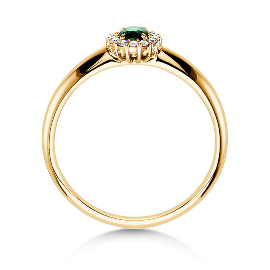 Engagement ring Jolie in 9K yellow gold with emerald 0.25ct and diamonds 0.06ct