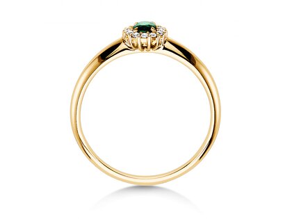 Engagement ring Jolie in 14K yellow gold with emerald 0.25ct and diamonds 0.06ct