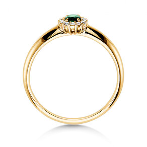 Engagement ring Jolie in 14K yellow gold with emerald 0.25ct and diamonds 0.06ct