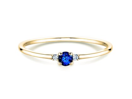 Engagement ring Vivid Petite in 14K yellow gold with sapphire 0.08ct and diamonds 0.02ct