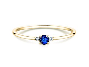 Engagement ring Vivid Petite in 14K yellow gold with sapphire 0.08ct and diamonds 0.02ct