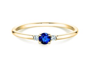 Engagement ring Vivid Petite in 14K yellow gold with sapphire 0.16ct and diamonds 0.04ct