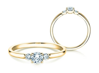 Engagement ring  in 9K yellow gold with diamonds 0.30ct G/SI