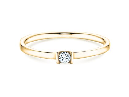 Engagement ring Love in 14K yellow gold with diamond 0.07ct G/SI