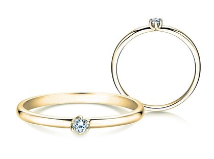 Engagement ring Melody in 9K yellow gold with diamond 0.05ct G/SI