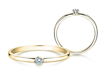 Engagement ring Melody in 14K yellow gold with diamond 0.07ct H/SI