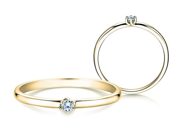 Engagement ring Melody in 14K yellow gold with diamond 0.07ct H/SI