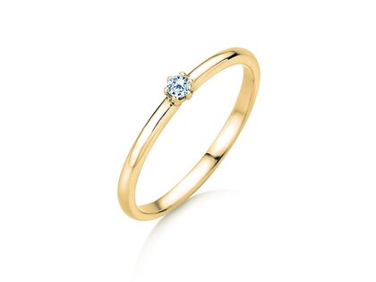 Engagement ring Melody in 14K yellow gold with diamond 0.07ct H/SI