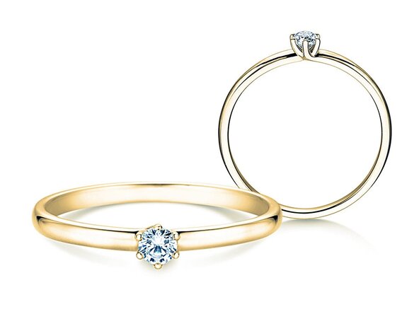 Engagement ring Melody in 14K yellow gold with diamond 0.10ct H/SI