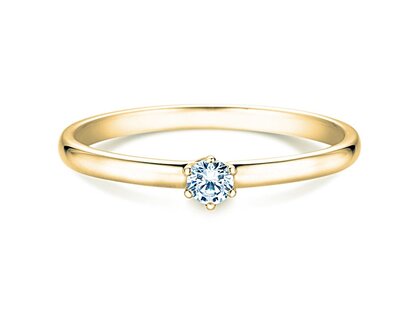 Engagement ring Melody in 14K yellow gold with diamond 0.10ct H/SI