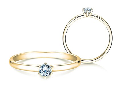 Engagement ring Melody in 14K yellow gold with diamond 0.20ct H/SI
