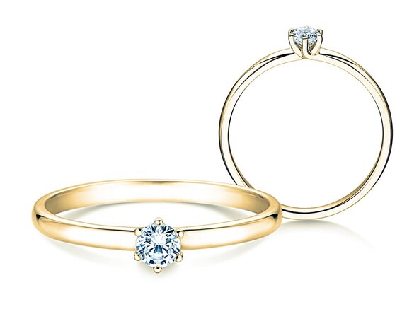 Engagement ring Melody in 14K yellow gold with diamond 0.20ct H/SI