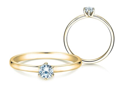 Engagement ring Melody in 9K yellow gold with diamond 0.25ct H/SI