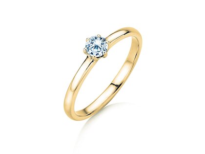 Engagement ring Melody in 9K yellow gold with diamond 0.25ct H/SI