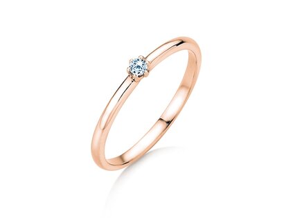 Engagement ring Melody in 9K rosé gold with diamond 0.05ct H/SI