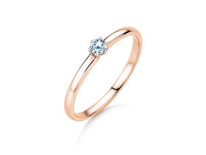 Engagement ring Melody in 14K rosé gold with diamond 0.10ct G/SI
