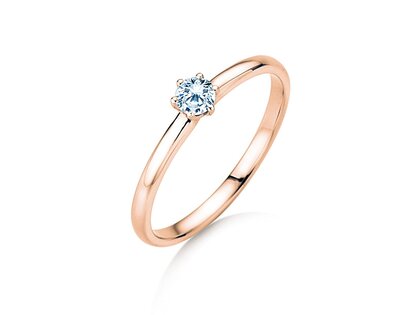 Engagement ring Melody in 18K rosé gold with diamond 0.15ct D/IF
