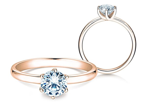 Engagement ring Melody in 14K rosé gold with diamond 1.00ct G/IF