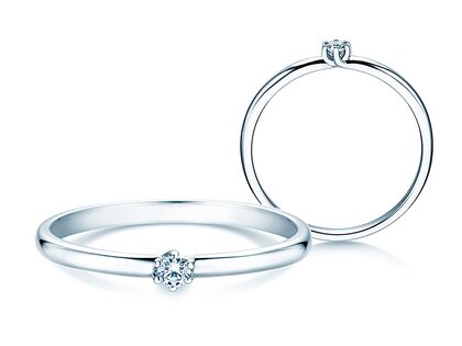 Engagement ring Melody in 14K white gold with diamond 0.05ct H/SI