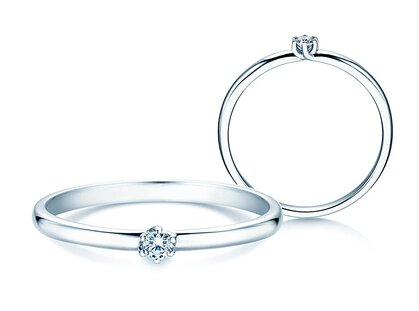 Engagement ring Melody in silver 925/- with diamond 0.05ct G/SI