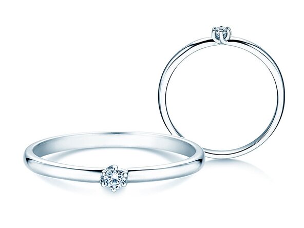 Engagement ring Melody in 14K white gold with diamond 0.05ct H/SI