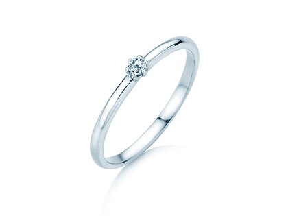 Engagement ring Melody in 14K white gold with diamond 0.05ct H/SI