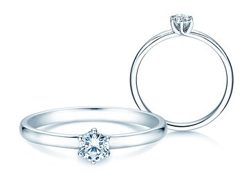 Engagement ring Melody in 9K white gold with diamond 0.25ct H/SI