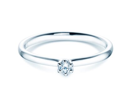 Engagement ring Classic 6 in 14K white gold with diamond 0.05ct H/SI
