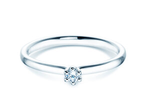 Engagement ring Classic 6 in 14K white gold with diamond 0.05ct H/SI