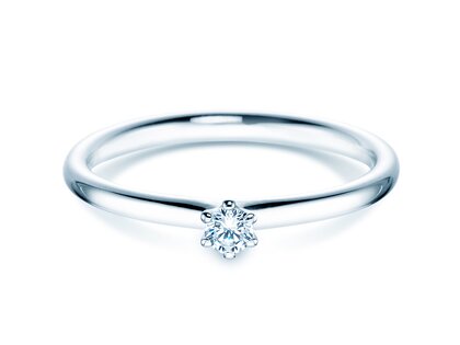 Engagement ring Classic 6 in silver 925/- with diamond 0.07ct H/SI